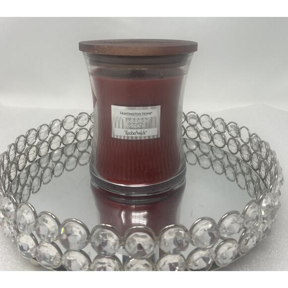 Copied - Huntington Home TimberWick Cinnamon Wreath SCENT 10OZ Wick Candle - Picture 1 of 4